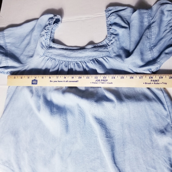 LOFT JEAN BLOUSE WITH PUFFED SLEEVES SIZE MEDIUM - Picture 8 of 13